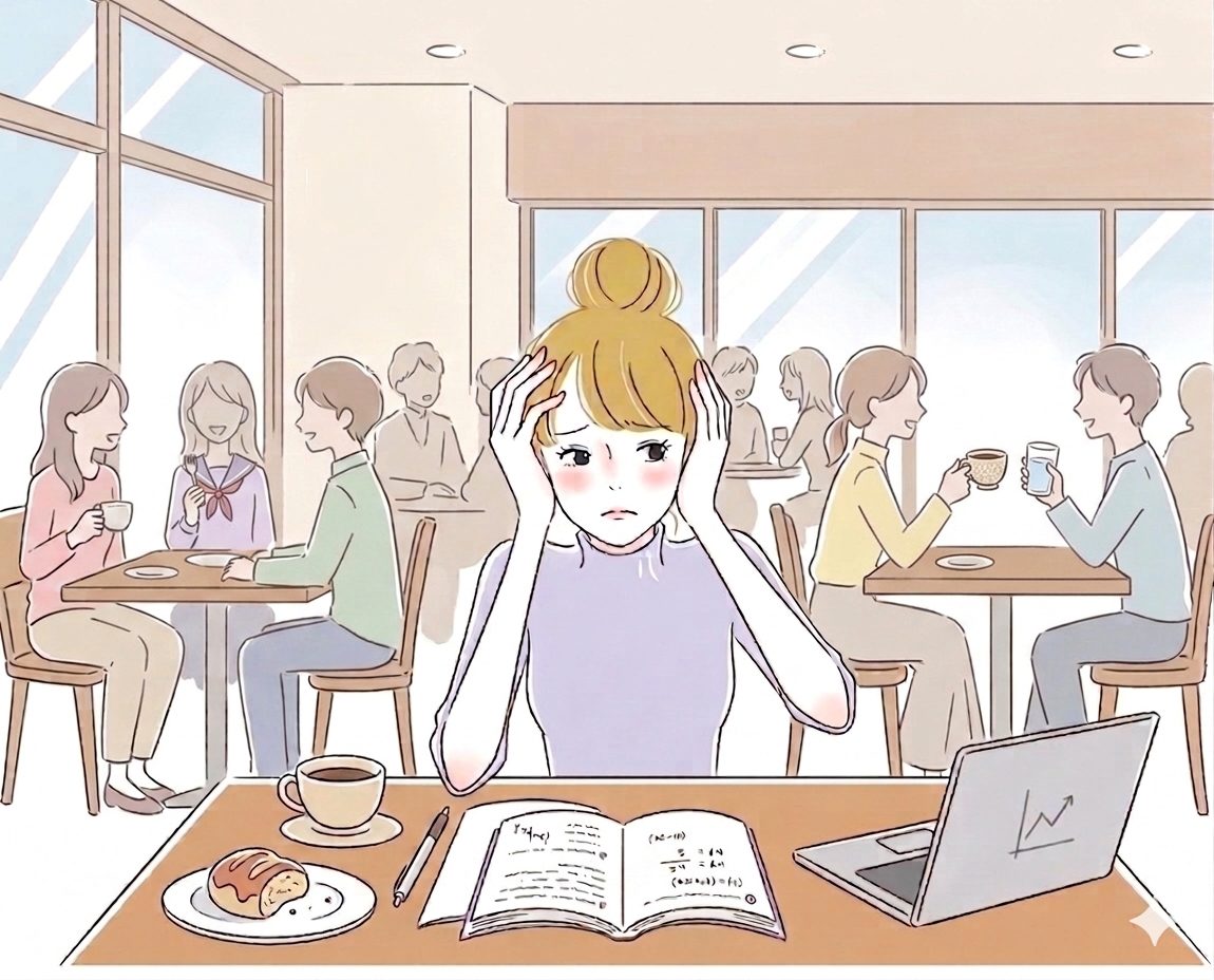 騒がしいカフェと静かすぎる図書館の悩み