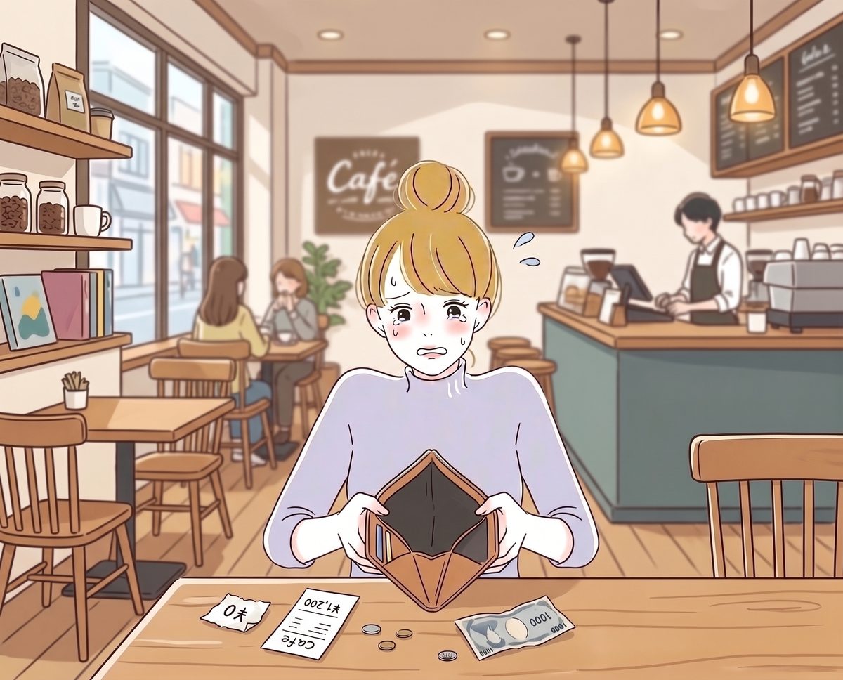 毎日カフェ通いで出費がかさむ様子